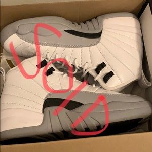 Grey and white Jordan 12